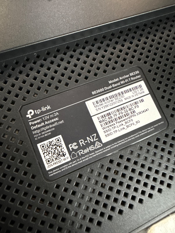 Photo 1 of (used/fair) TP-Link Dual-Band BE3600 Wi-Fi 7 Router Archer BE230 | 4-Stream | 2×2.5G + 3×1G Ports, USB 3.0, 2.0 GHz Quad Core, 4 Antennas | VPN, EasyMesh, HomeShield, MLO, Private IOT | Free Expert Support