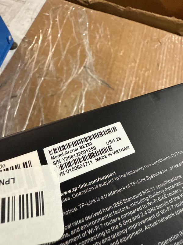 Photo 1 of (used/fair) TP-Link Dual-Band BE3600 Wi-Fi 7 Router Archer BE230 | 4-Stream | 2×2.5G + 3×1G Ports, USB 3.0, 2.0 GHz Quad Core, 4 Antennas | VPN, EasyMesh, HomeShield, MLO, Private IOT | Free Expert Support