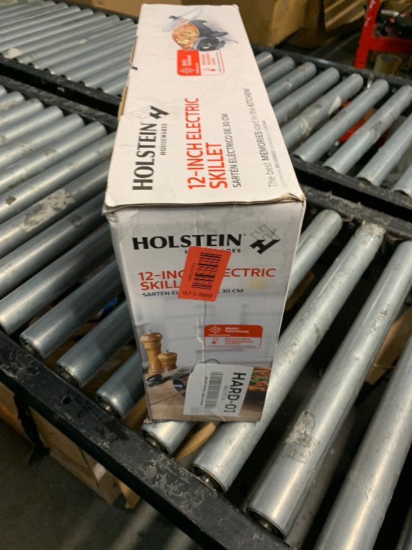 Photo 1 of (BROKEN HANDLE) Holstein Housewares 12-Inch Electric Skillet - 1400W Electric Pan with Adjustable Temperature Control, PFOA-Free Non-Stick Coating, Cool-Touch Handles, Multi-Function Cooker, Copper & Black