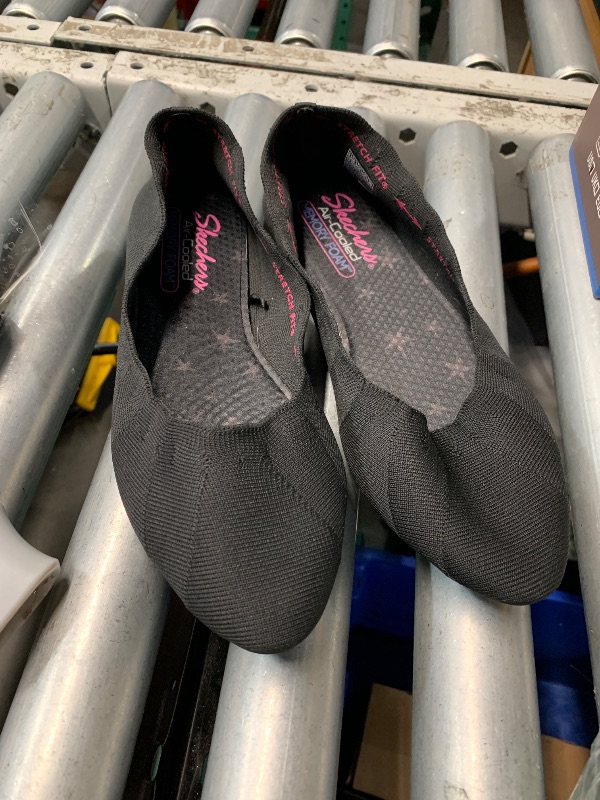Photo 1 of **DIRTY SOLES** 
Skechers womens Cleo Bewitched - Engineered Knit Skimmer Ballet Flat, Black, 9.5 US