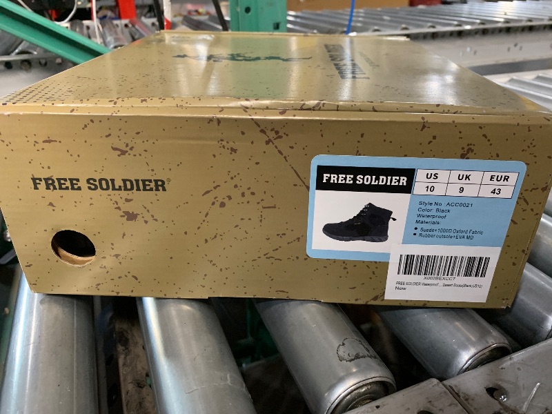 Photo 1 of FREE SOLDIER Men's Durable Work Boots 6 Inches Lightweight Waterproof Hiking Boots Suede Leather Tactical Boots(Black US 10)