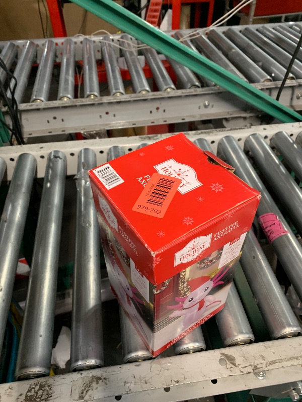 Photo 1 of Pink and Red Festive Axolotl Christmas Airblown Yard Inflatable, 48 inch