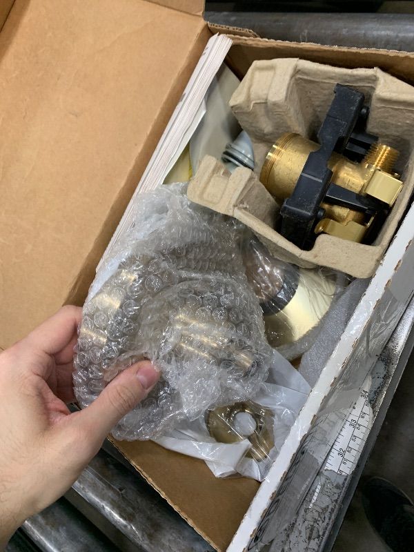 Photo 1 of *************FOR PARTS ONLY-MISSING PARTS****************
Delta Nicoli 14 Series H2Okinetic Shower Faucet Set, Brushed Gold Shower Head and Handle Set, Valve Trim Kit, Champagne Bronze 142749-CZ (Shower Valve Included)