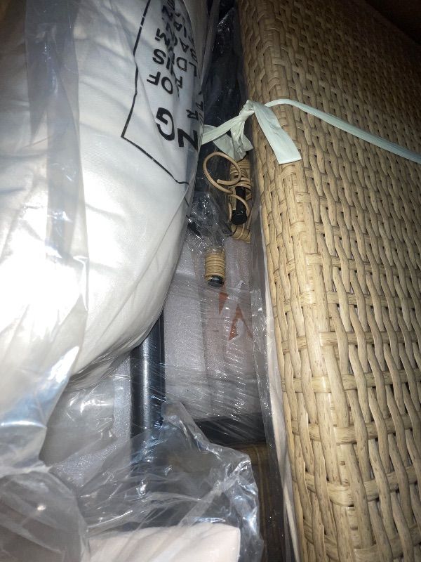 Photo 1 of ***PARTIAL SET BOX 2 OF 2****YITAHOME Patio Wicker L-Shaped Furniture Set, All-Weather Rattan Outdoor Conversation Sofa Set for Backyard Deck with Soft Cushions,Ottomans and Plastic Wood Dining Table (Light Brown+Beige)