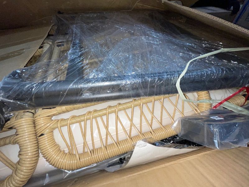 Photo 1 of ***PARTIAL SET BOX 2 OF 2****YITAHOME Patio Wicker L-Shaped Furniture Set, All-Weather Rattan Outdoor Conversation Sofa Set for Backyard Deck with Soft Cushions,Ottomans and Plastic Wood Dining Table (Light Brown+Beige)