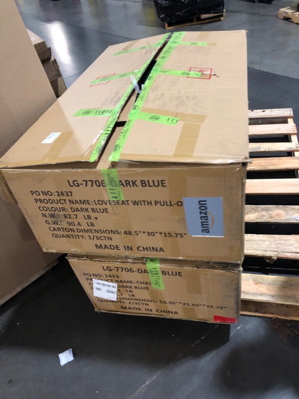 Photo 1 of ****PALLET PICK UP TRUCK OR TRAILER; BOX 1/3 AND 2/3 ONLY***********Yafylly L-Shaped Convertible Sofa Bed with Storage, Pull Out Sleeper, Recliner & Chaise Lounge, Ink Blue