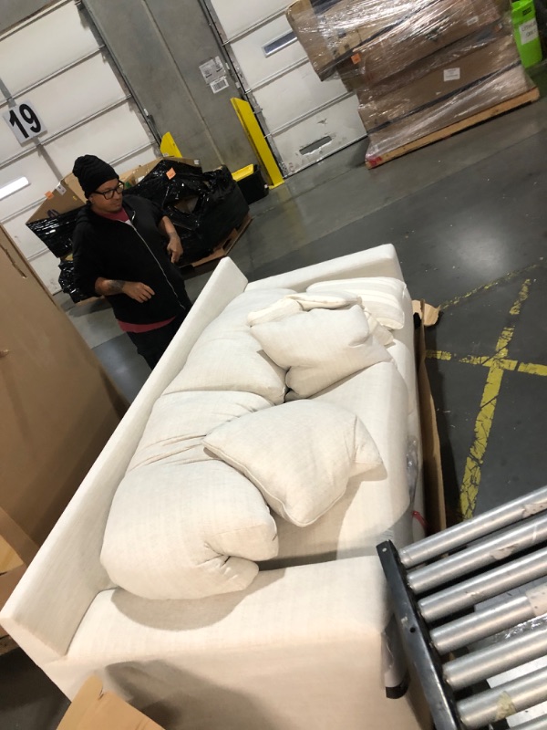 Photo 1 of *****FACTORY NEW OPENED FOR INSPESHTION****** Signature Design by Ashley Maggie Contemporary Upholstered Sofa with Accent Pillows, Off-White