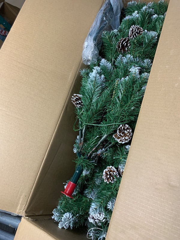 Photo 1 of ***STOCK PHOTO FOR REFERENCE ONLY***OFFICEJOY Artificial Christmas Tree Pine Cones, Flocked Christmas Decoration, Metal Brackets and Support Rods, Indoor & Outdoor Snow Covered Tree, Seasonal Pine Tree Decor for Home