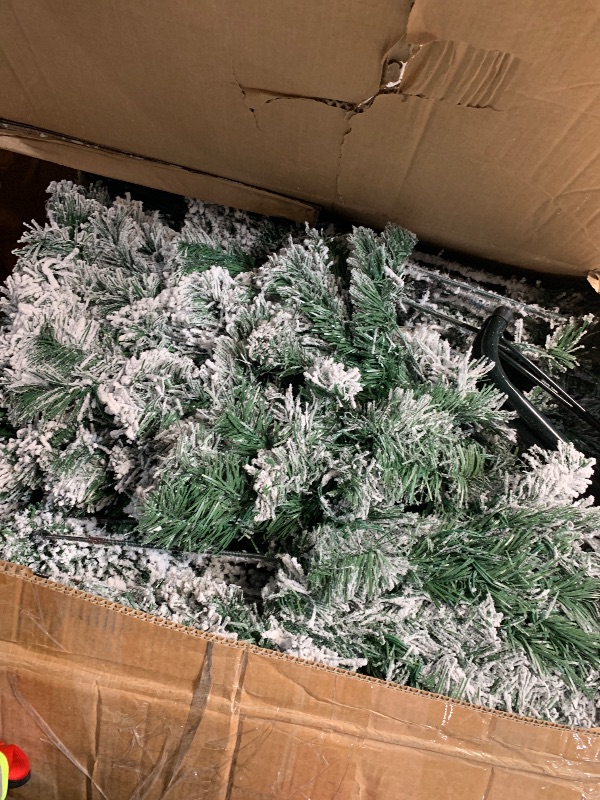 Photo 1 of **************MISSING PARTS, INCLUDING THE STAND***************
GarveeHome 9 ft Prelit Artificial Christmas Tree with Warm White Lights, Snow Flocked Full Xmas Tree with 1800 Branch Tips, 900 LED Lights & Foldable Stand, Green & White Christmas Decoration