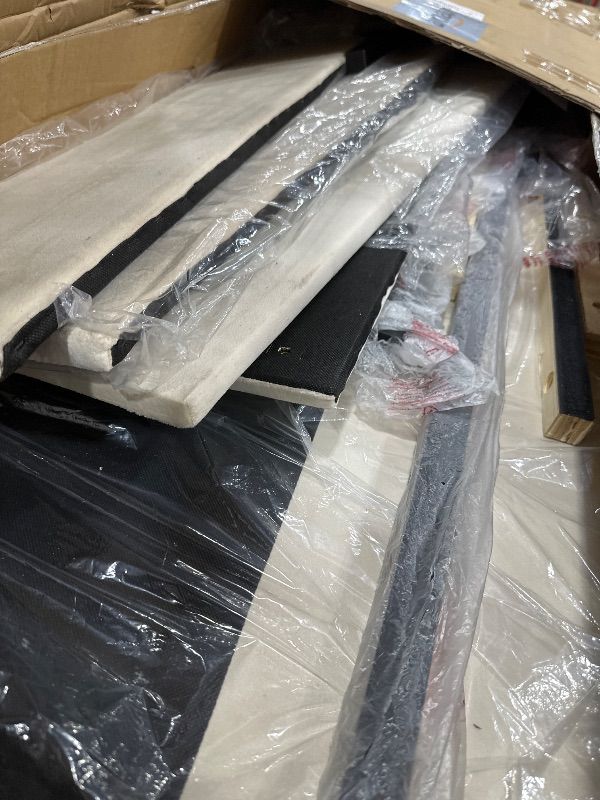 Photo 1 of ***STOCK PHOTO FOR REFERENCE ONLY******TRUCK/TRAILER PICKUP ONLY*** Garvee Queen Bed Frame with Headboard, Beige Upholstered Bed Frame Queen, Heavy-Duty Queen Platform Bed Frame with Strong Wood Slats, Upholstered Mattress Foundation No Box Spring Needed