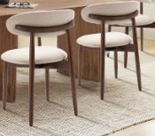 Photo 1 of ***PARTIAL SET (1/2) CHAIRS ONLY - PRICE ADJUSTED*** COLAMY Wooden Dining Chairs Set of 6, Modern Upholstered Fabric Dining Room Chair, Farmhouse Kitchen Side Chairs with Foot Pegs, Beige
