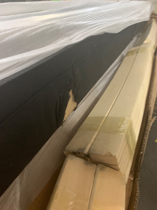 Photo 1 of ***DAMAGED, SEE PHOTOS | PARTIAL SET (BOX 1/3) - PRICE ADJUSTED | TRUCK/TRAILER PICKUP ONLY*** Meridian Furniture RevelBlack-K Revel Collection Modern | Contemporary Black Velvet Upholstered Bed with Deep Button Tufting, 101" W x 98" D x 60" H, Black, Ki