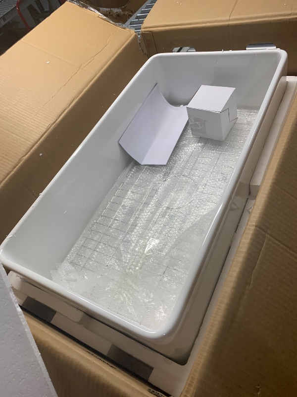 Photo 1 of ?Miuara Farmhouse Sink 33 Inch - Apron Front Kitchen Sink Reversible 33"x18"x10", Undermount Installation, Farm House Style Single Bowl, Solid Fireclay, Glossy White, for Kitchen