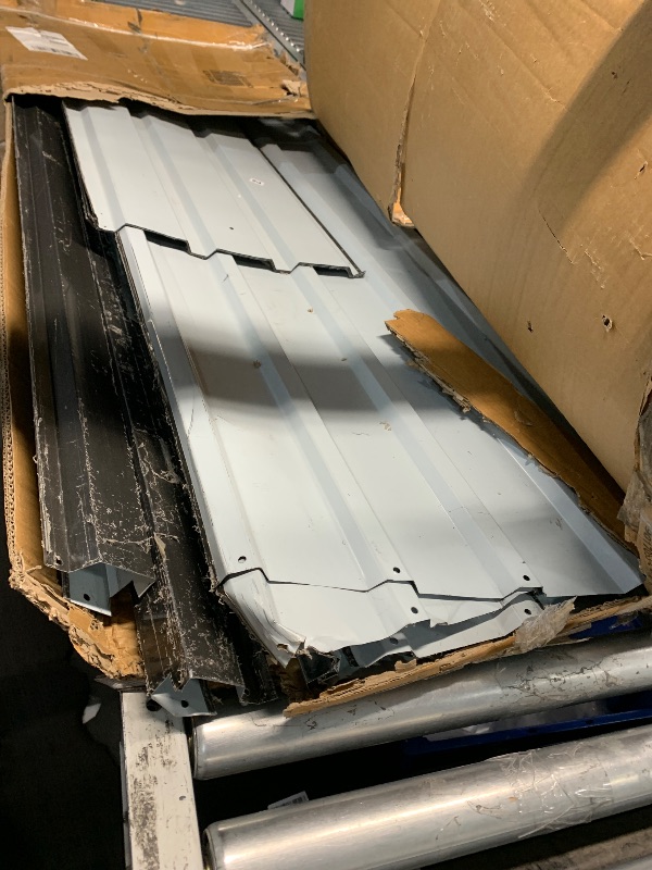 Photo 1 of ***MAJOR DAMAGE, SOLD FOR PARTS ONLY*** BTMWAY 40.7 in. W x 39 in. D x 63.4 in. H Steel Trash Can Storage Shed, Small Outdoor Utility Tool Metal Shed w/Lockable Door CXXBK-GI60070W465-Can01