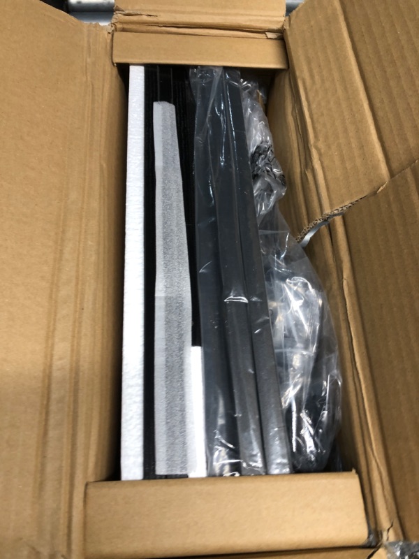 Photo 1 of (used)(incomplete) REAHOME Nightstand with Charging Station and LED Light, Tall Dark Grey Night Stand with 4 Drawers and 2-Tier Shelf, Bedside Table