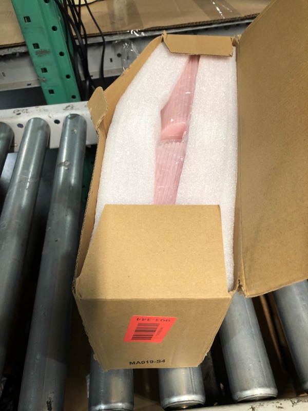 Photo 1 of (one is damaged) Girimax Pink Ribbed Flameless Pillar Candles with Remote, Flat Top Flickering LED Wax Battery Candles Set of 4