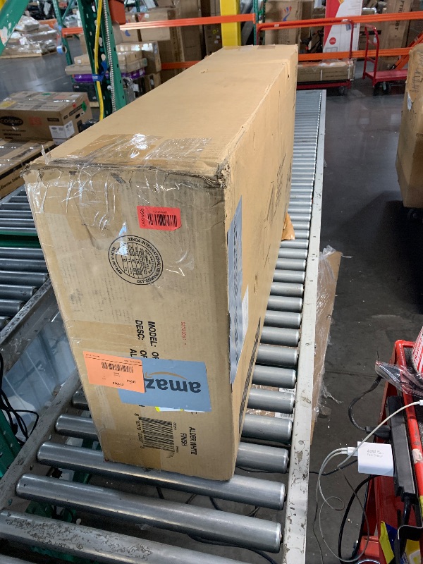 Photo 1 of ***FACTORY SEALED***
Henn&Hart 48'' Fluted Modern Rectangular Wooden Home Office Desk Computer Desk Writing Table with 2 Ribbed Storage Drawers for Bedroom, Living Room, or Home Office, Alder White