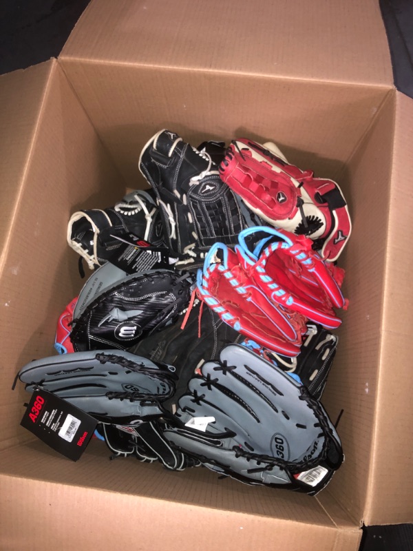 Photo 1 of ***DAMAGED & USED****
Baseball Gloves Bundle Pack (32 Gloves Total) Sizes Variety Youth & Adult