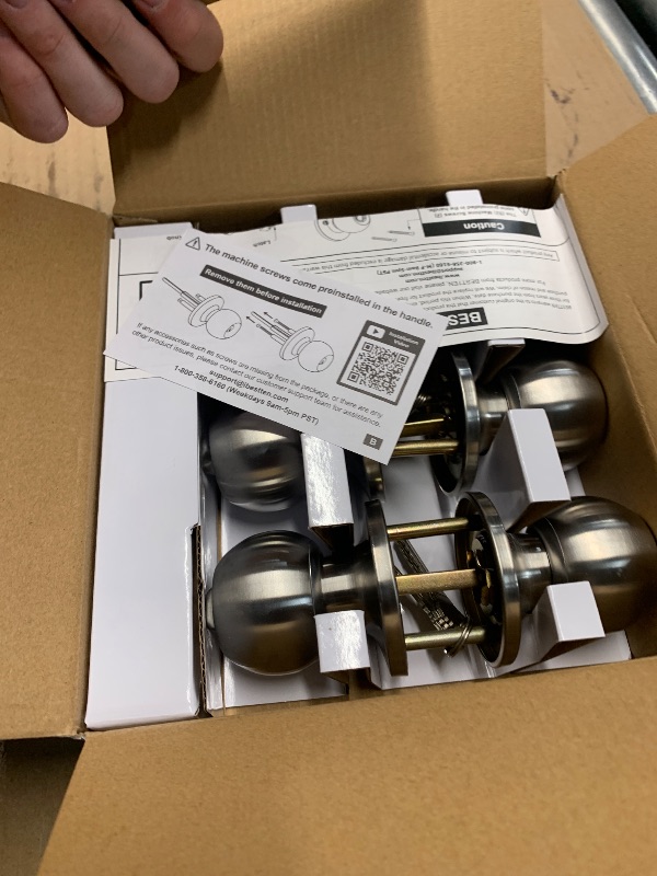Photo 1 of [3 Pack] BESTTEN Door Knob with Lock and Key, Keyed Different Entry Door Knob with Adjustable Latch, for Entrance and Front Door, Satin Nickel