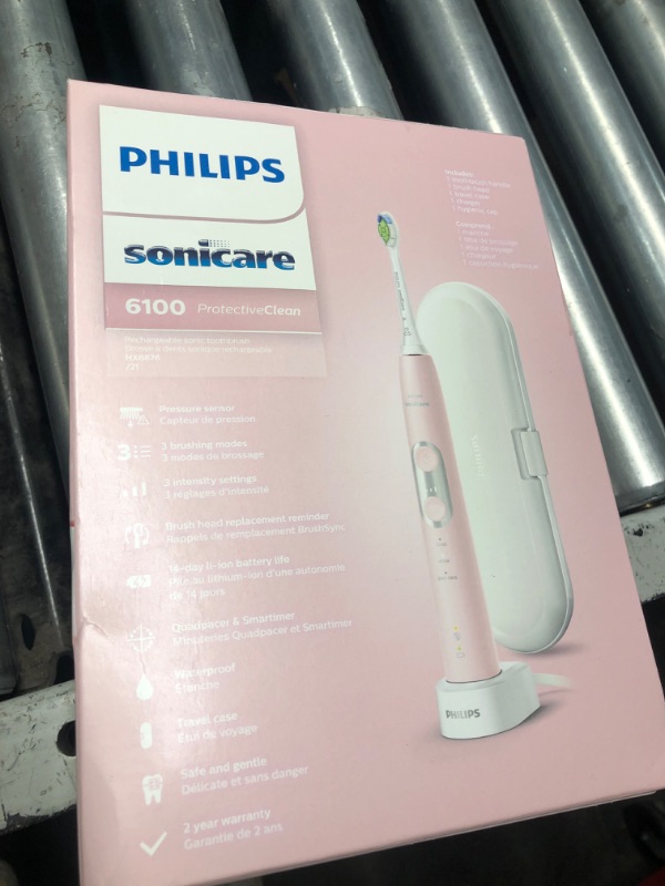 Photo 1 of ***FACTORY SEALED*** Philips Sonicare ProtectiveClean 6100 Rechargeable Electric Toothbrush, with Pressure Sensor, 3 Cleaning Modes, SmarTimer and QuadPacer, 14-Day Battery Life, Travel Case, Pink, Model HX6876/21