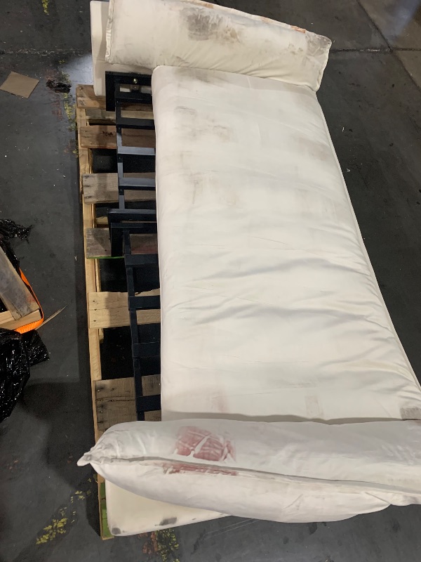 Photo 1 of ***DAMAGED - SEE NOTES/PICTURES******TRUCK/TRAILER PICKUP ONLY*** DIRTY / SEE PICS FOR REFERNECE **** Modern Fabric Pull Out Sofa Bed 78 inch Convertible Sofa Adjustable Backrest Queen Size Loveseat Sofa Couch for Living Room, Office, Studio, Beige