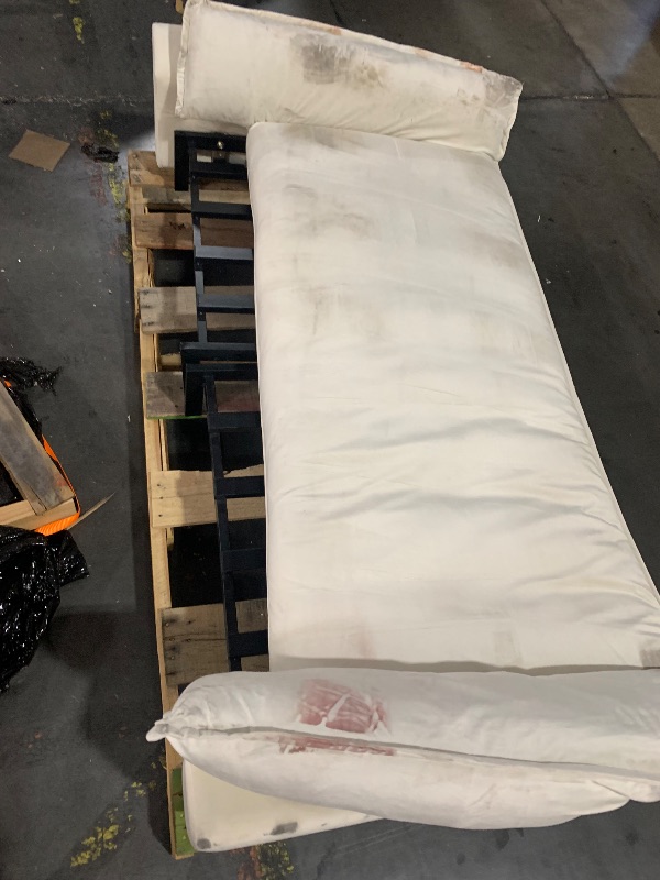Photo 1 of ***DAMAGED - SEE NOTES/PICTURES******TRUCK/TRAILER PICKUP ONLY*** DIRTY / SEE PICS FOR REFERNECE **** Modern Fabric Pull Out Sofa Bed 78 inch Convertible Sofa Adjustable Backrest Queen Size Loveseat Sofa Couch for Living Room, Office, Studio, Beige