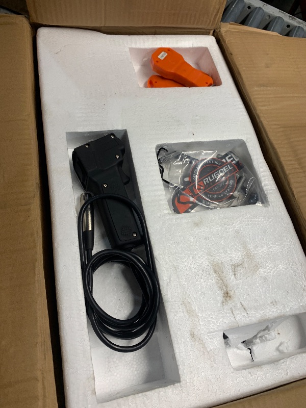 Photo 1 of (untested, used) RUGCEL WINCH 13500lb Waterproof Electric Truck Winch 12V Synthetic Black Rope Winch with Hawse Fairlead,Wired Handle and 2 Wireless Remote,for Trailer and Wrangler in Car Lift