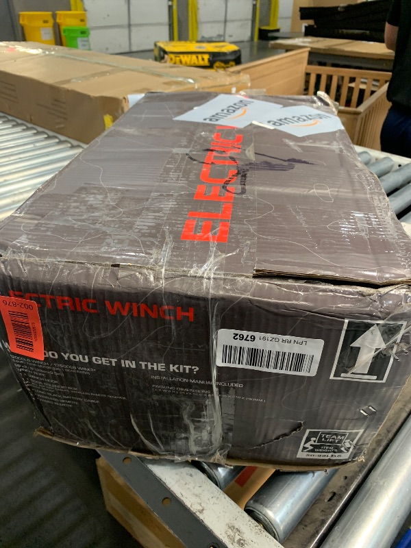 Photo 1 of (untested, used) RUGCEL WINCH 13500lb Waterproof Electric Truck Winch 12V Synthetic Black Rope Winch with Hawse Fairlead,Wired Handle and 2 Wireless Remote,for Trailer and Wrangler in Car Lift