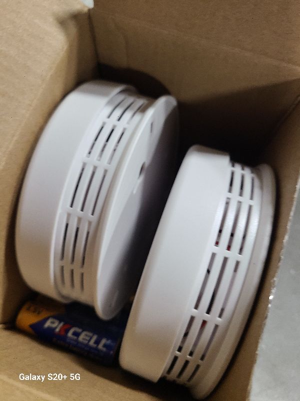 Photo 1 of 2 Pack  Detector Carbon Monoxide Detector Combo with LED Indicator Lights, LCD Display & 85dB Alarm, Battery-Operated Smoke Alarm and CO Detector for Home, Kitchen, Basement, Bedroom, Office