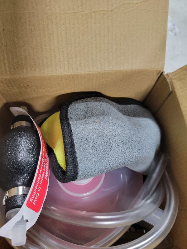 Photo 1 of 22-Piece No-Spill Coolant Filling Funnel Kit and Siphon Hose Pump, Radiator Coolant Filling Spill-Proof Funnel Kit with Adapters, Extensions, PVC Hose, Engine Oil Funnels, Towel for Universal Vehicle