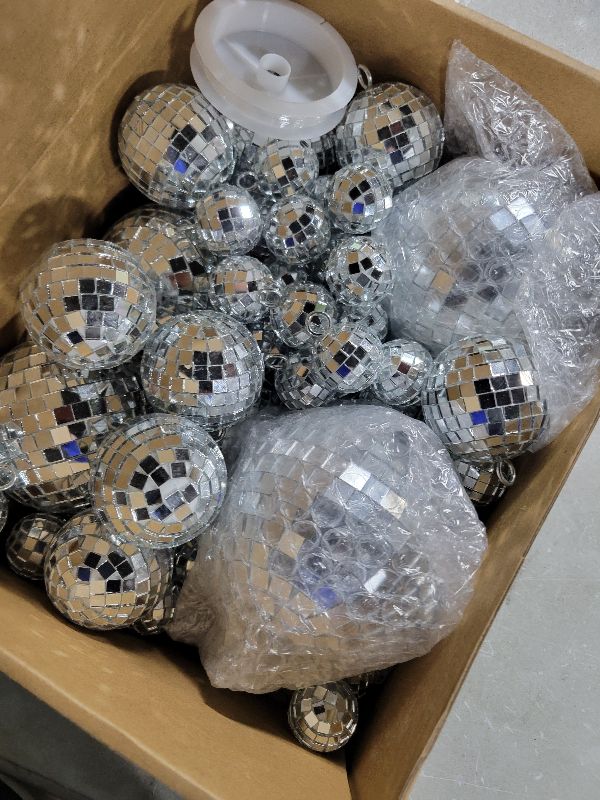 Photo 1 of 54 Pcs Mini Silver Disco Balls - Hanging Mirror Ornaments for Party, Wedding, Christmas Supplies