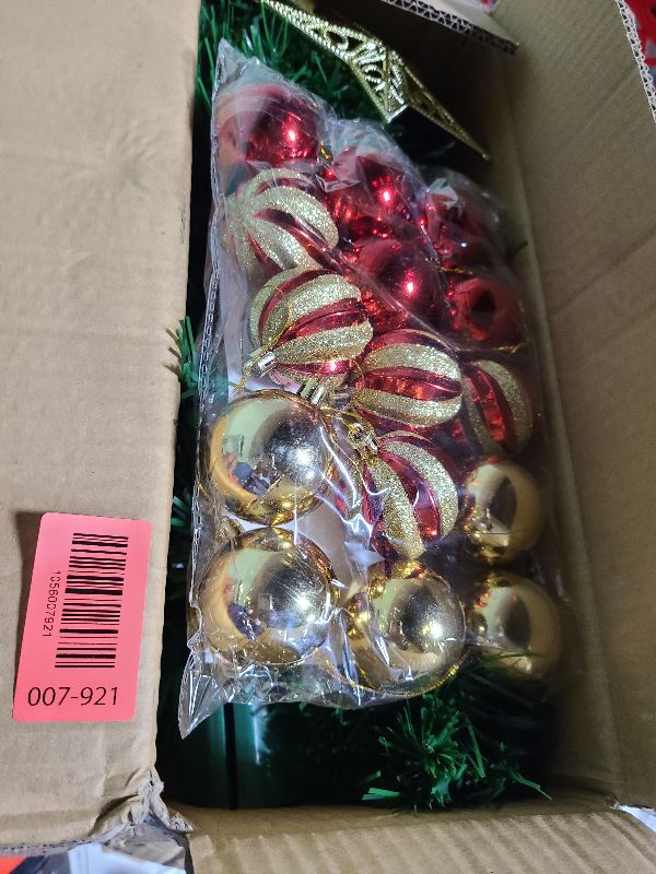 Photo 1 of 3 Ft Green Christmas Tree Tinsel Dual Color Change 12 Modes Timer DIY 50 Warm White & Colored Lights 15 Ball Ornaments Star Battery Operated Small Artificial Full Xmas Tree Table Indoor Holiday Decor