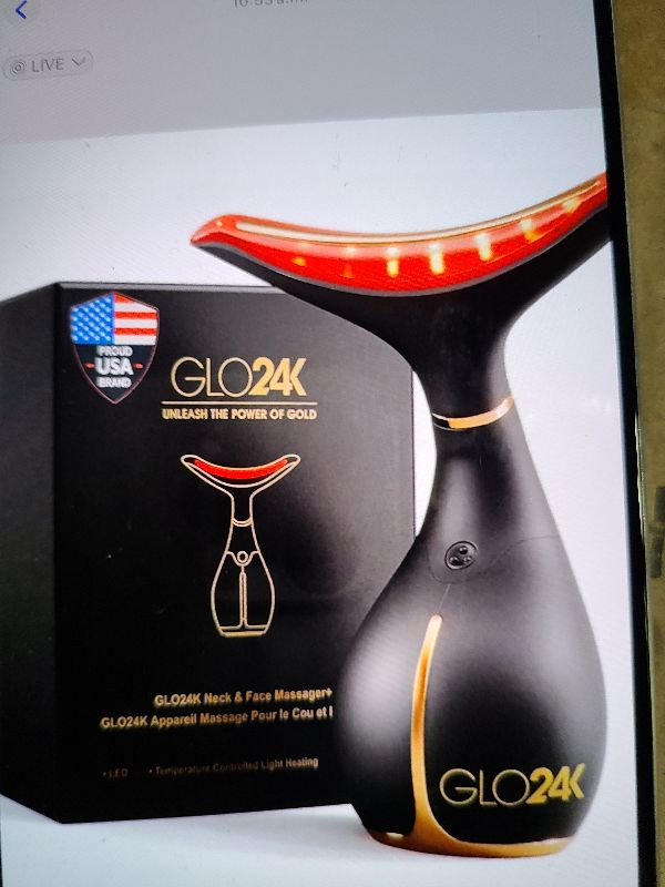 Photo 1 of 
Sponsored 

Visit the Store, GLO24K UNLEASH THE POWER OF GOLD
GLO24K UNLEASH THE POWER OF GOLD
Visit the Store
4.3
4.3 out of 5 stars
(2,307)
GLO24K Red Light Face & Neck Beauty Device – 3-in-1 Facial Massager Tool with LED & Vibration for Skin Revitaliz