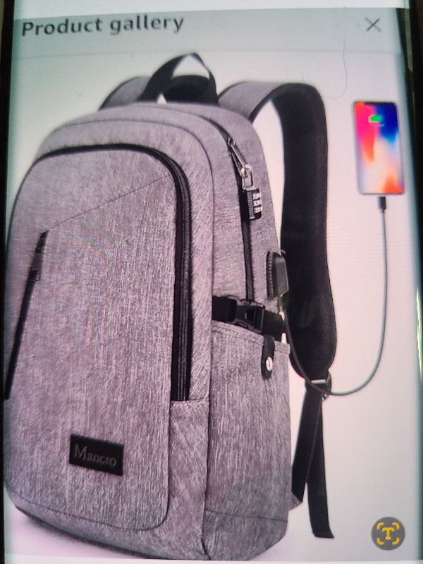 Photo 1 of )
Mancro Laptop Backpack for Travel, Anti-theft Laptop Backpack for Men Business Backpack Work Daypack with USB Charging Port & Lock, Water Resistant Travel Computer Bag Daypack, Grey