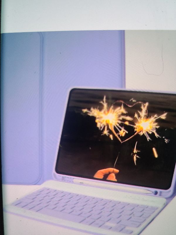 Photo 1 of Model) with Keyboard-Backlit Detachable, Folio Cover with Pencil Holder with Auto Sleep/Wake Function Purple