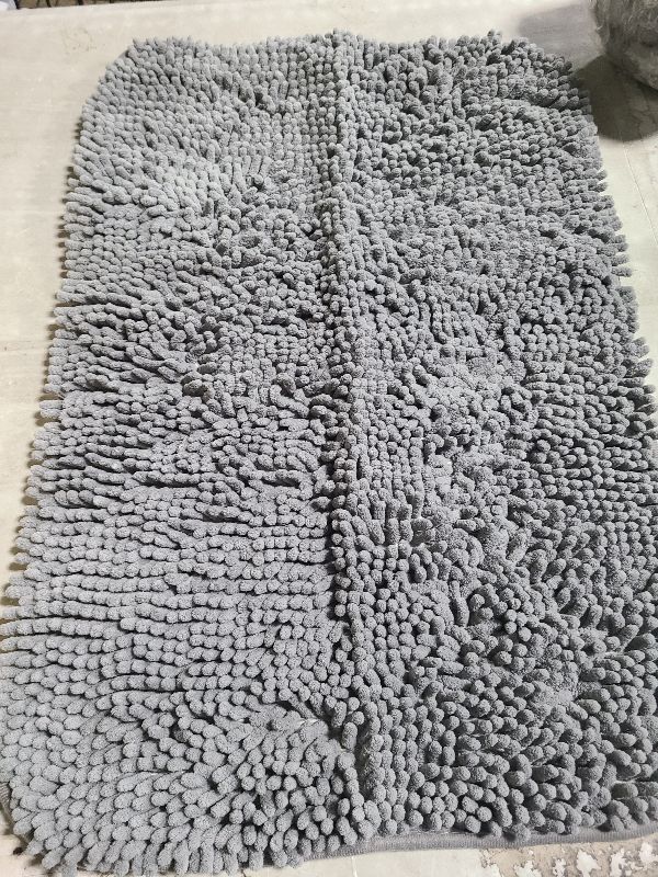 Photo 1 of Chenille Bath Mat – Non-Slip with Backing Bath Rug Ultra-Absorbent and Machine Washable Bathroom Mat Quick-Dry Design. Ideal for Bathroom and Tub Areas