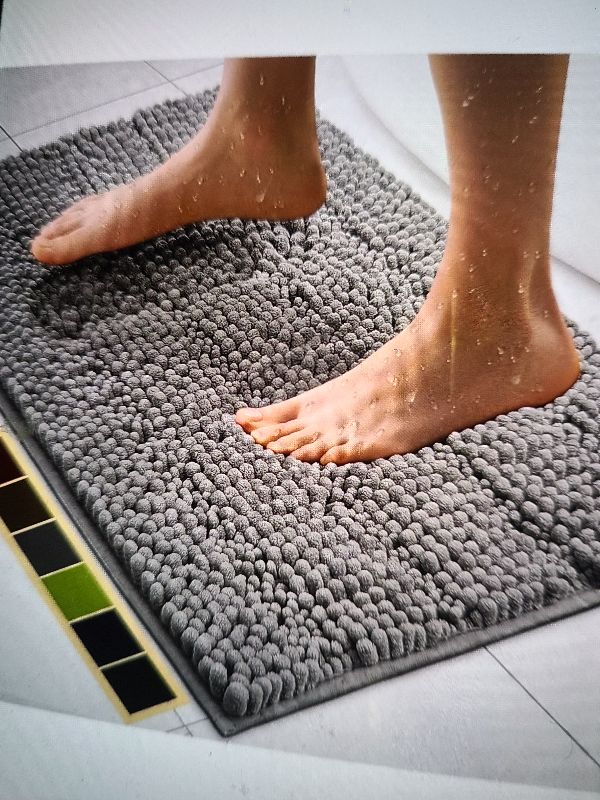 Photo 1 of Chenille Bath Mat – Non-Slip with Backing Bath Rug Ultra-Absorbent and Machine Washable Bathroom Mat Quick-Dry Design. Ideal for Bathroom and Tub Areas