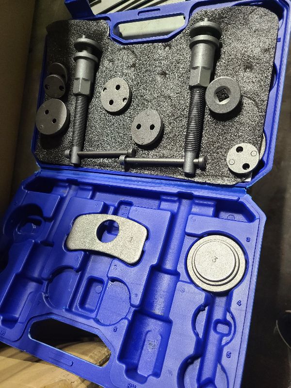 Photo 1 of Orion Motor Tech 24pc Brake Caliper Compression Tool Set, Heavy Duty Brake Piston Compressor Tool and Wind Back Tool Kit for Brake Pad Replacement, Universal Disc Brake Caliper Tool Set with Blue Case