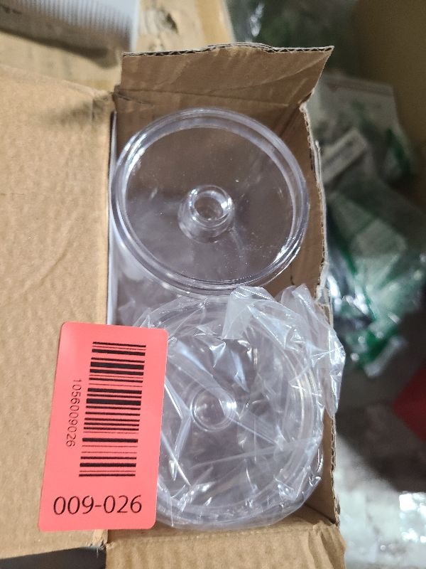 Photo 1 of 2 Pack Acrylic Qtip Holder Dispenser for Cotton Swabs, Balls, Pads, Floss Picks- Small Clear Plastic Canister Apothecary Jar Set, Bathroom Essentials Accessories Decor, Vanity Makeup Storage Organizer