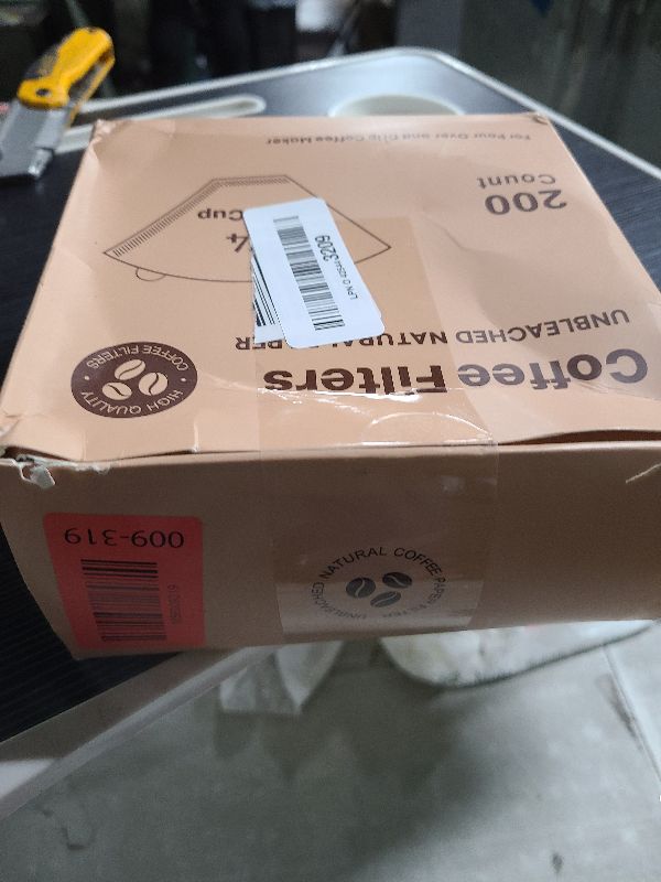 Photo 1 of 200 Count #4 Cone Coffee Filters 8-12 Cup, Unbleached Natural Coffee Paper Filters, No Blowout, Disposable Coffee Filter for Pour Over and Drip Coffee Maker
