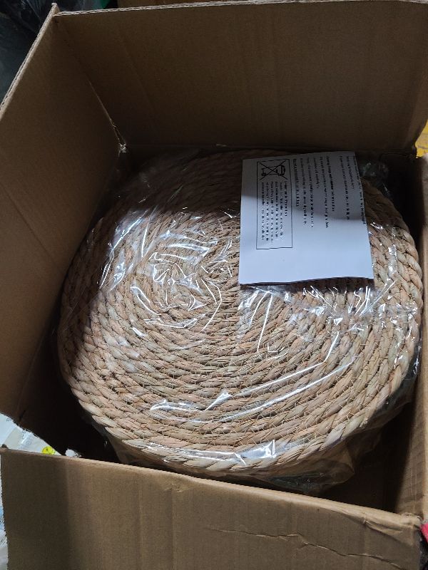 Photo 1 of 20 Pcs 12 Inch Round Woven Placemats with 20pcs Pearl Napkin Rings?Rattan Placemats Bulk Boho Woven Chargers Natural Water Hyacinth Place Mat for Wedding Party, Dinner Table