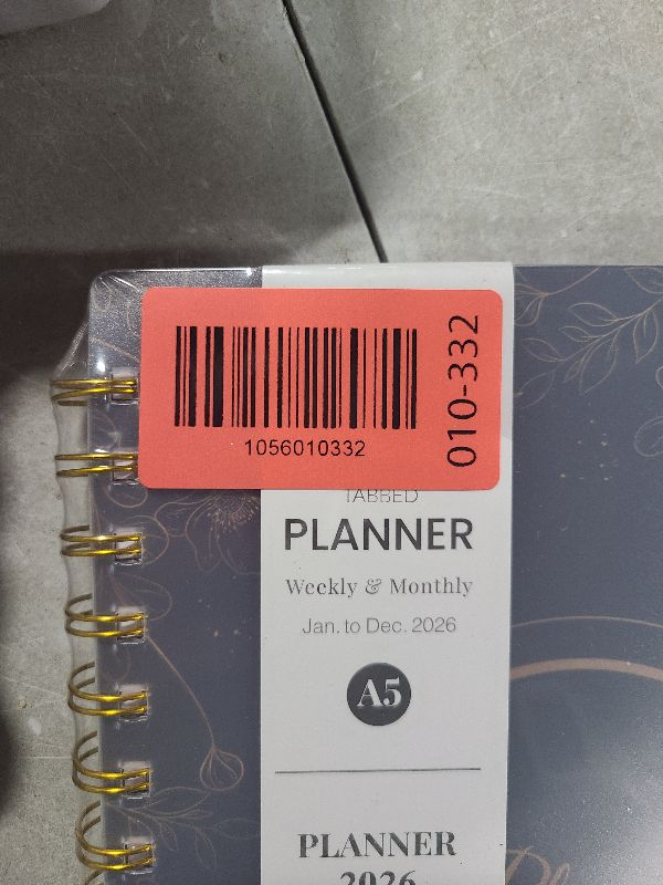 Photo 1 of 2026 Planner, Weekly and Monthly Planners with Tabs, A5 Spiral Bound Daily Calendar 2026 Planner, 12 Month Agenda Organizers from Jan. to Dec., Flexible Cover Appointment Book(Black Gold Flower)