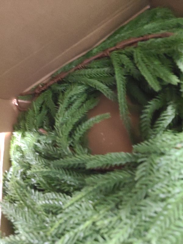 View 2 of 1 Pcs 6 Ft Artificial Norfolk Pine Garlands, Real Touch Christmas Pine Garland, Green Artificial Greenery Garland for Table, Mantle, Wall, Indoor, Outdoor Christmas Decorations