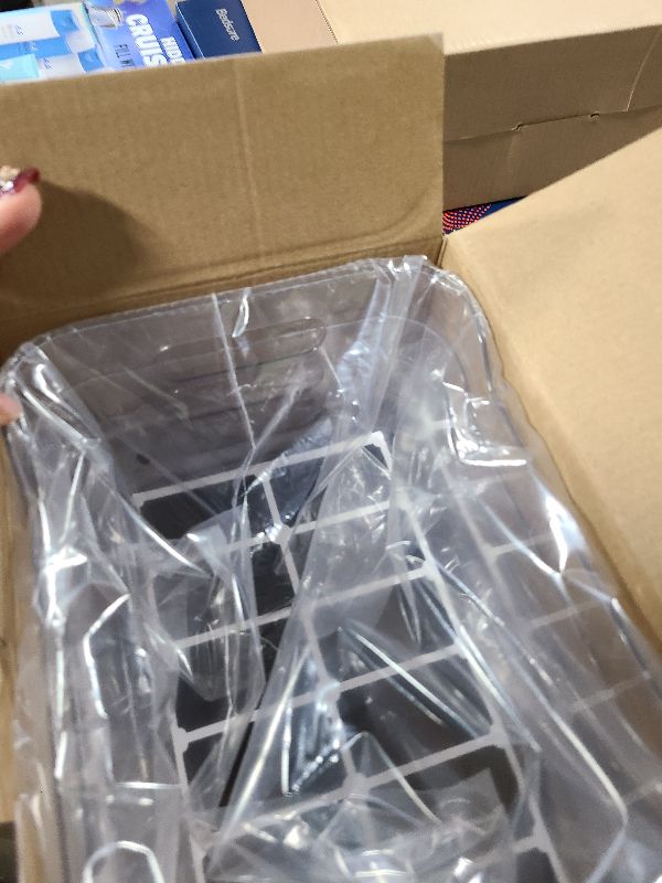 Photo 1 of 12 PACK Multi-Use Clear Plastic Storage Bins for Organizing w/ Labels - Home, Kitchen, Bathroom, Office, Pantry Cabinet Shelf Organizer Bins - SOHO Collection, RV, Fridge Organization Containers