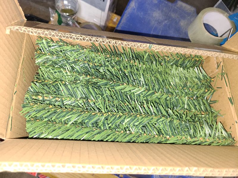Photo 1 of 100 Pack Christmas Garland Ties, 12 Inch Artificial Pine Needles Santa’s Factory Christmas Tree Branches Wired Faux Pine Greenery Stems in Green for Christmas Decorations