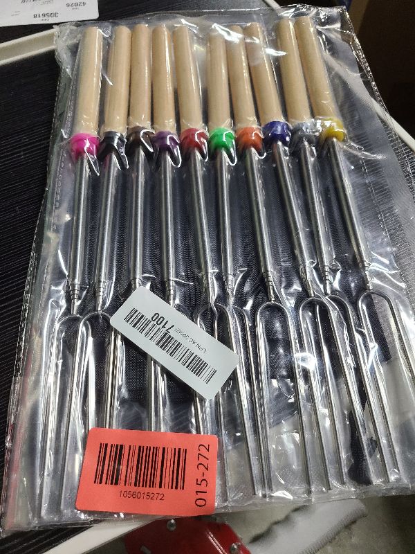 Photo 1 of 10 Pack Smores Sticks, 32 Inch Marshmallow Roasting Sticks for Fire Pit, Extendable Roasting Skewers with Bag, Hot Dog Fork, Smores Kit for Campfire Camping Essentials