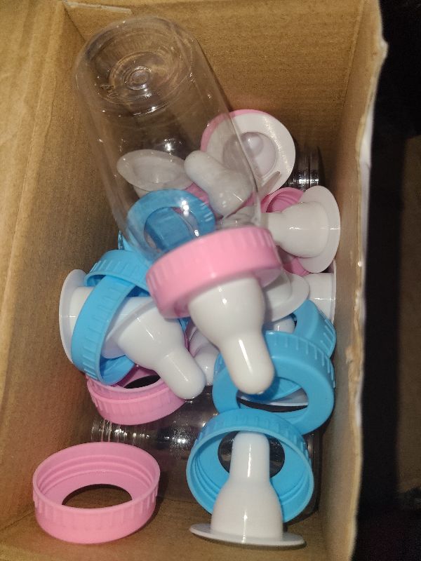 Photo 1 of 16 Pack Candy Bottles for Baby Shower 4 Inch Mini Baby Bottle Gender Reveal Party Favors for Guests Blue Pink Candy Bottles for Boy Girl Twins Birthday Party Supplies