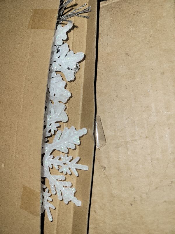 Photo 1 of 24PCS Snowflake Ornaments, Christmas White Snowflakes Tree Decorations, Plastic Glitter Snow Flakes Decorating Hanging, Xmas Tree Ornaments Indoor Ceiling Fireplace Winter Wonderland Decor