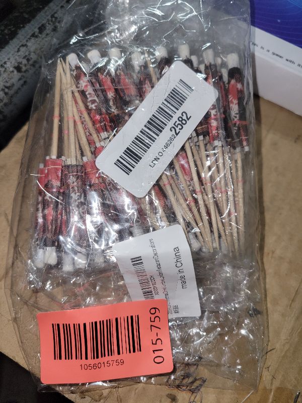 Photo 1 of 200 PCS Christmas Drink Umbrellas Cocktail Picks Decor Christmas Drinking Umbrella Fruit Toothpicks Cupcake Topper Sticks for Christmas Party Appetizers Restaurant Decorations