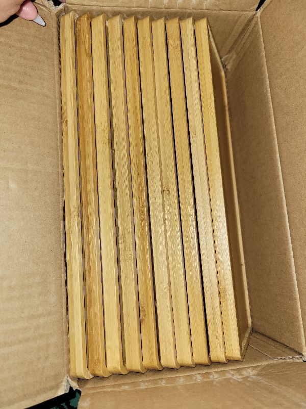 Photo 1 of 10 Pcs Rectangle Wood Bamboo Tray Bamboo Serving Tray Wooden Serving Platter for Bathroom Counter Platter for Food for Dinner Kitchen